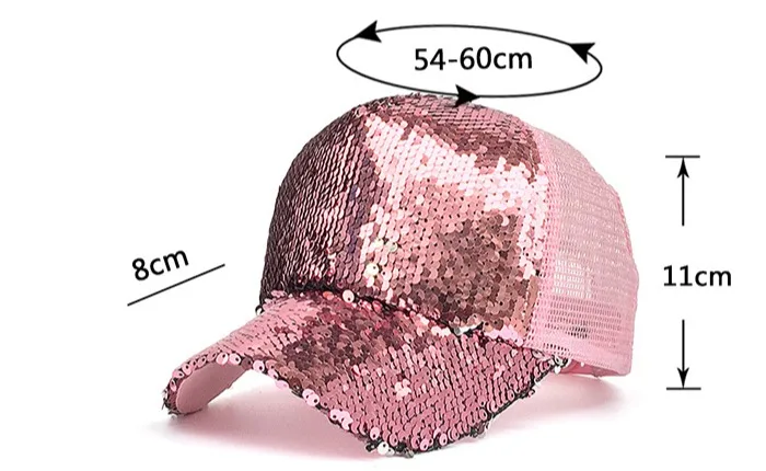 Новая мода повседневное блесток Snapback бейсболка регулируемая бейсболка для женщин на лето и весну Черный, Розовый Золото кепки s Открытый