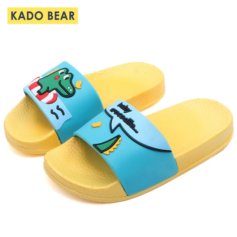 Летние тапочки с динозавром из мультфильма Милые Пляжные шлепанцы для детей
