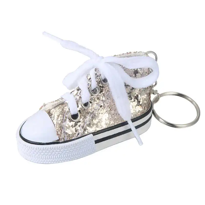 Золотой SUKI Cute Tenis брелок в форме обуви сумка Шарм сверкающий блеск брелок для ключей подарок спортивный мини брелок-кроссовок для ключей забавные подарки - Цвет: Золотой