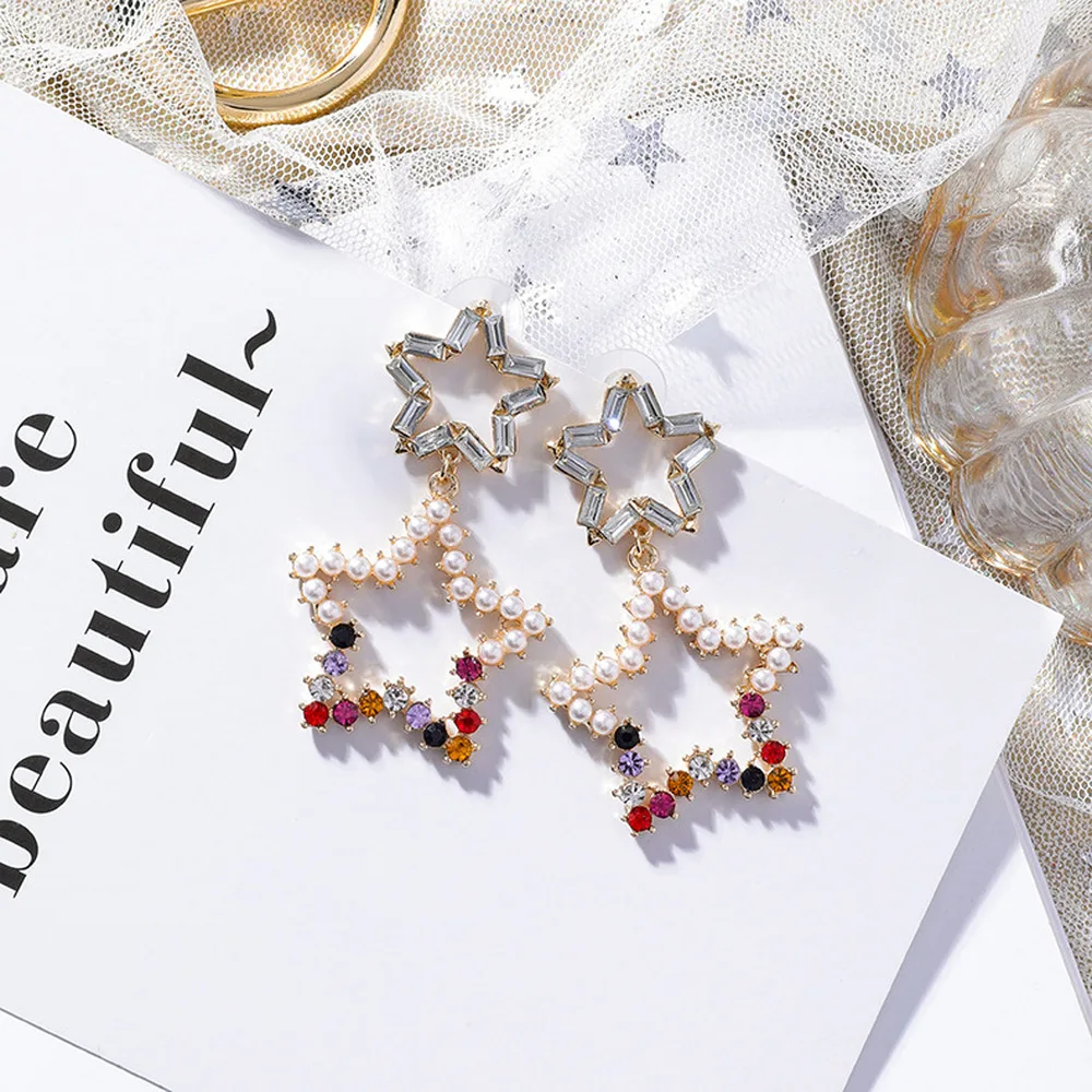 2019 новый милый Серебряные Иглы Серьги искусственный жемчуг горный хрусталь