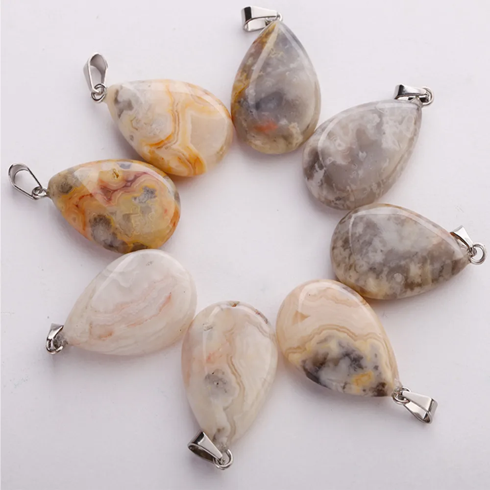 10 шт./лот модные warter drop teardrop Кулон из натурального камня для изготовления ювелирных изделий Шарм точка аксессуары - Окраска металла: Crazy agate