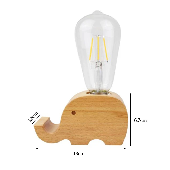 With 220V bulb Деревянная вилка европейского стандарта, маленькие настольные лампы креативные скандинавские современные Романтический Теплый Спальня Бар Потолочные светильники 220V слон, Кит прикроватная настольная лампа - Цвет абажура: With 220V bulb