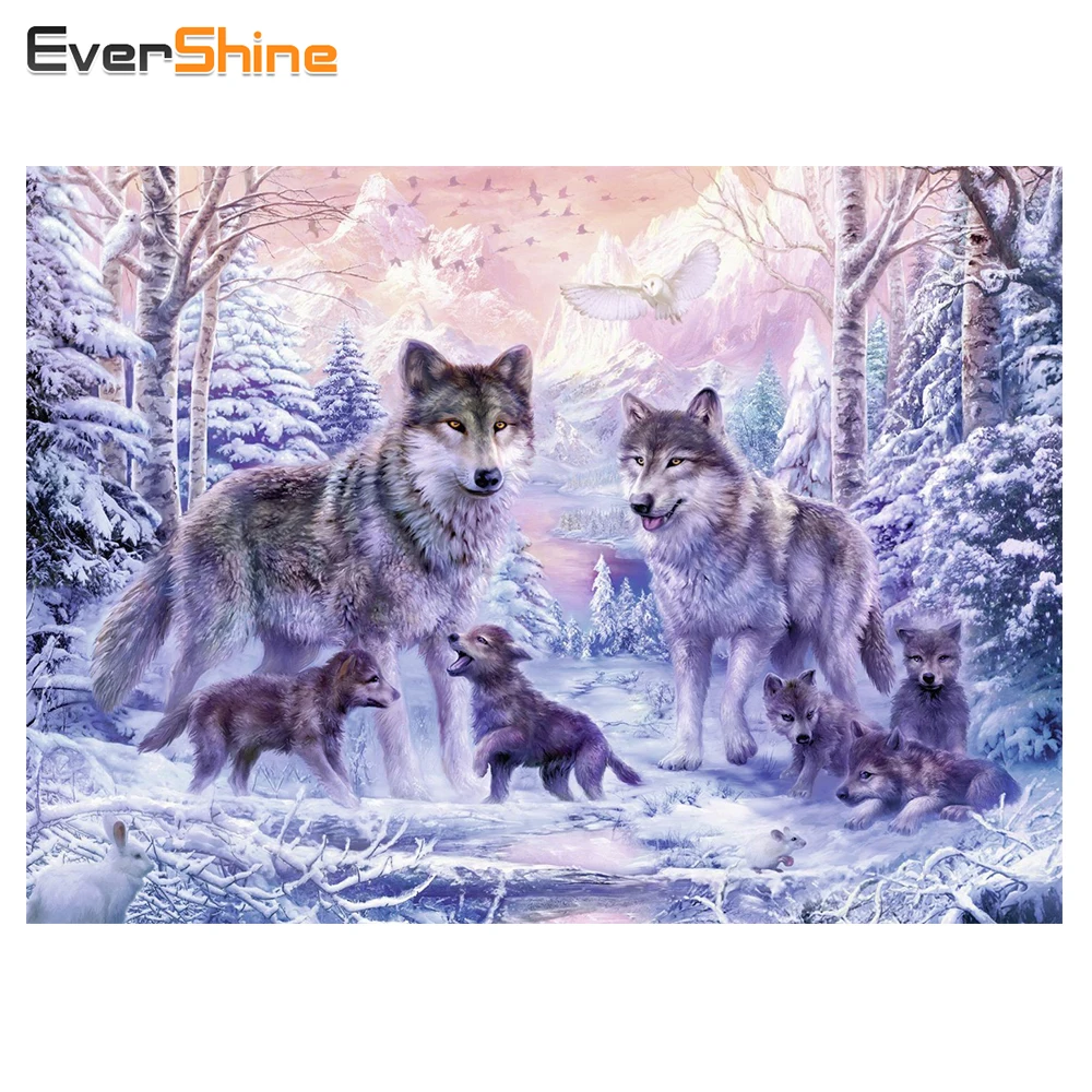 EverShine алмазная вышивка полная выкладка волки алмазная мозаика животное картины стразами вышивка крестиком рукоделие распродажа