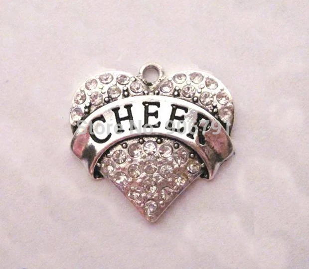 10 шт. в партии родиевое покрытие с подвеской виде сердца со сверкающими