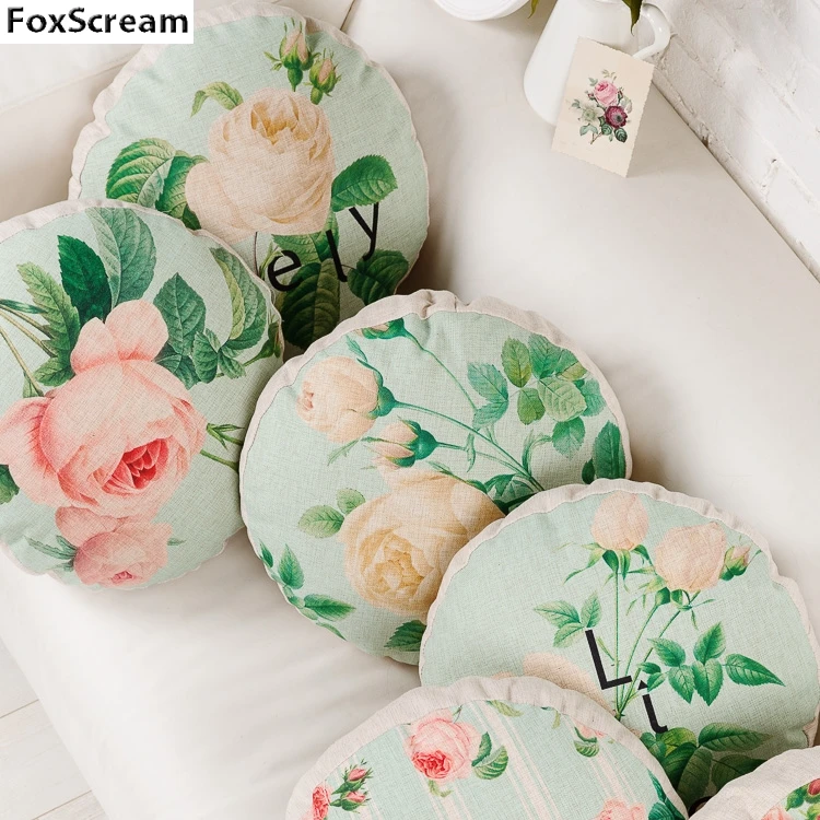 Розовая подушка круглые декоративные подушки чехол Цветочный Круглый Чехол для