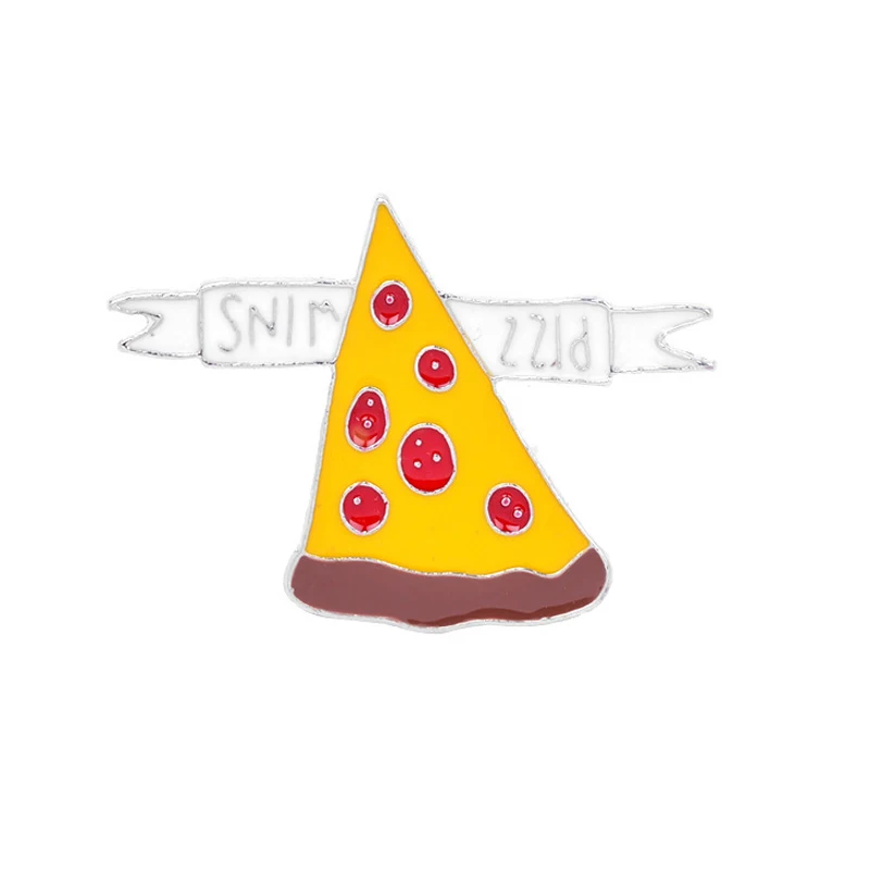 Pizza 1 Хлеб, гамбургер, картофель фри, пицца для женщин, куртки, нагрудные булавки, омлет, попкорн, мультфильм, фаст-фуд, эмалированная булавка, мужской воротник, ювелирное изделие, подарки - Окраска металла: Pizza 1