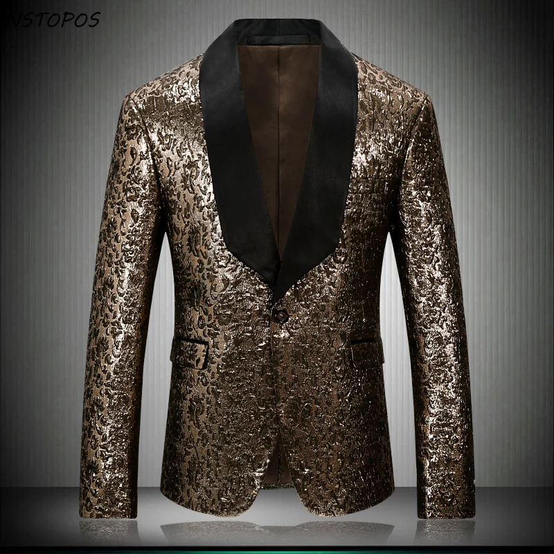 Золотой пиджак смокинг роскошный блестящий золотой для выпускного вечера 2017