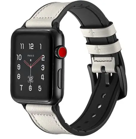 creamy-white Для Apple Watch, версии 4 полосным 44 мм 40 мм кожаный ремешок наручных часов iwatch серии 4/3/2/1 браслет ремень correa, 42 мм, 38 мм, версия аксессуары для часов - Цвет ремешка: creamy-white
