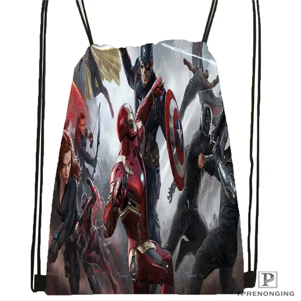 Drawstring Backpack Пользовательские Мстители из комиксов Marvel походная сумка на шнурке для мужчин и женщин милый рюкзак дети ранец(черная спина) 31x40 см#180531-01-42 - Цвет: Drawstring Backpack