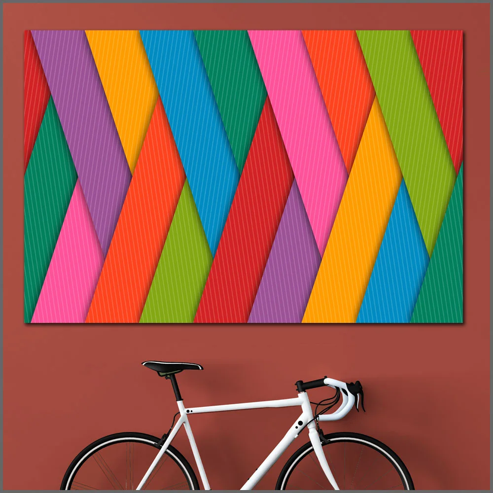 Большой размер Печать Картина маслом красочные полосы Крест линии искусство