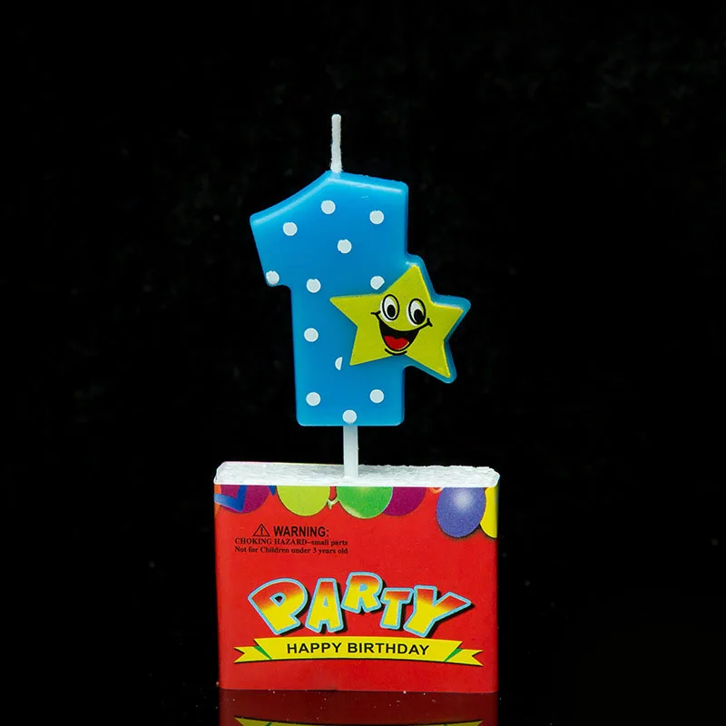 Цифровая свеча в виде мультяшных комиксов со звездами сердечками и котами 0 9 1