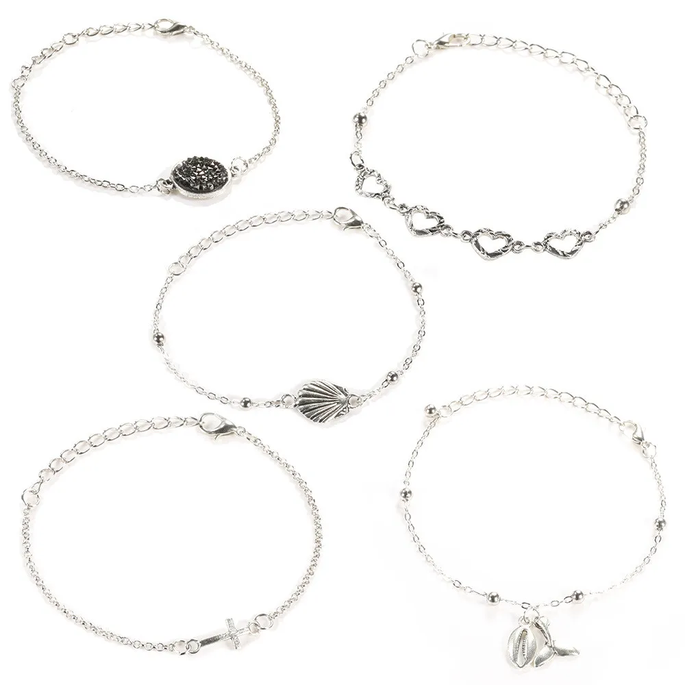 Женский винтажный браслет MLING 4 шт./компл. кулон в виде полого цветка сердца