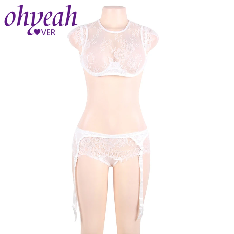 Ohyeahlover, сексуальный бюстгальтер, трусики, Sous Vetement Femme, эротическое белье, RM80312, сексуальный, Ropa, для интерьера, размера плюс, белый, кружевной бюстгальтер с бретельками
