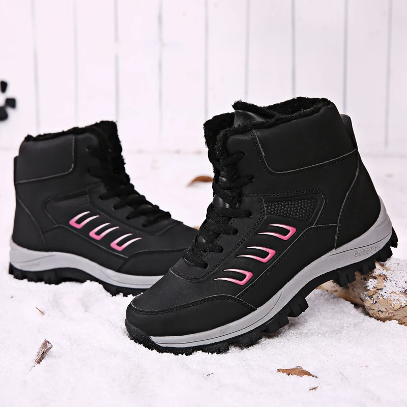 Женские походные ботинки уличная горная обувь теплая меховая Треккинговая