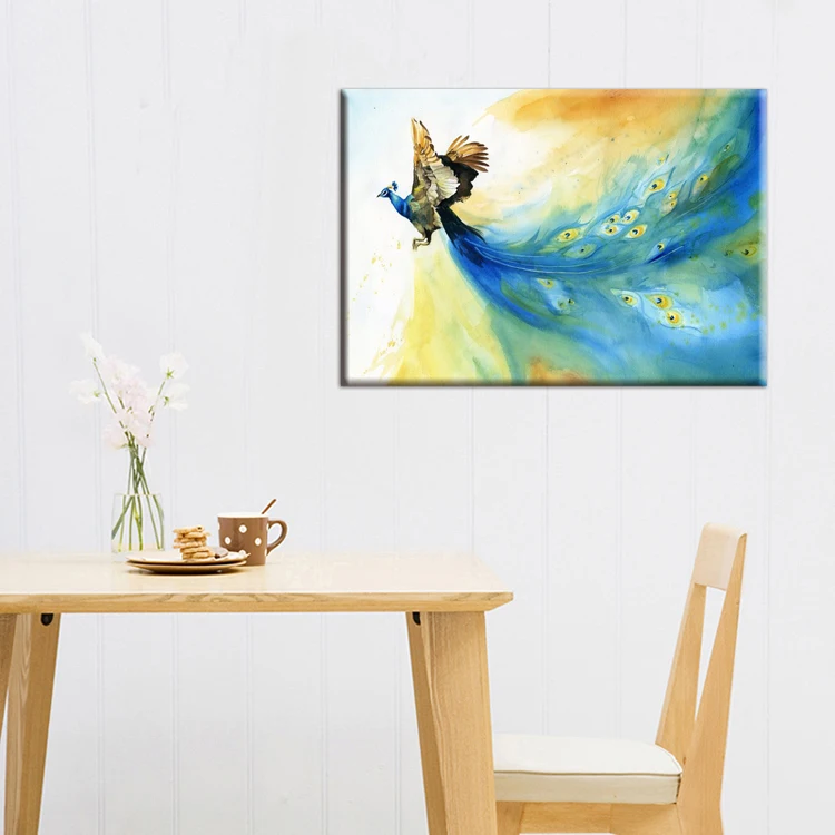 Живопись маслом на холсте летающее животное красивый павлин ручная работа