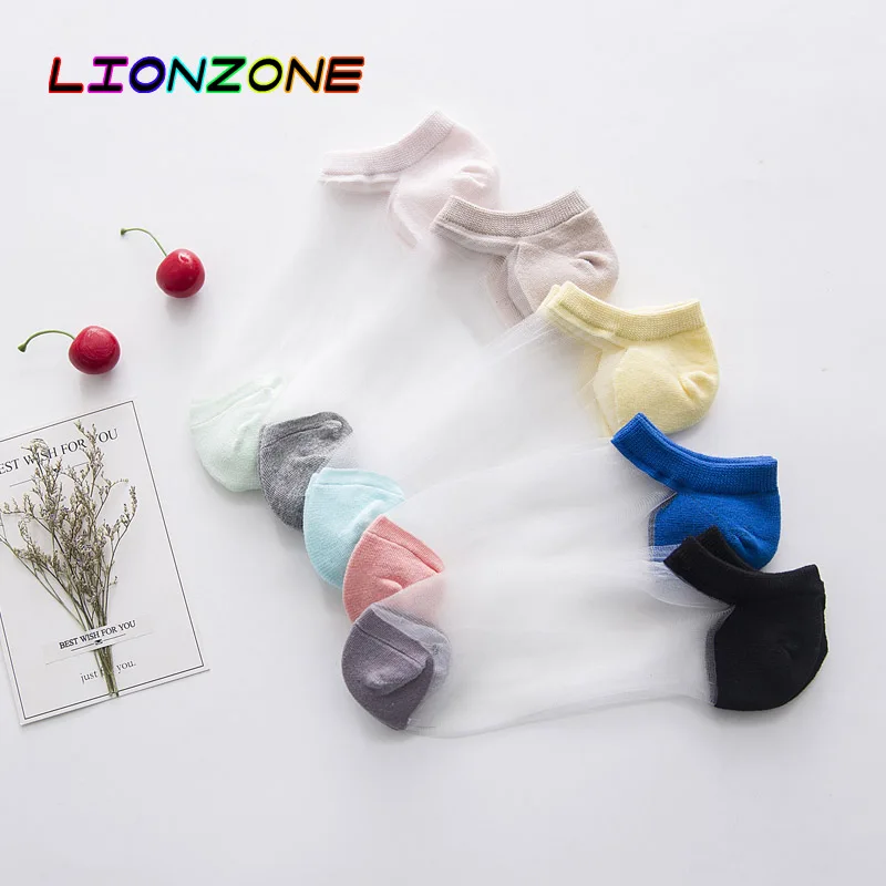 LIONZONE 5Pairs/Lot Lace Harajuku Socks Spring Summer Women Invisible Thin Silk Ankle Calcetines | Женская одежда