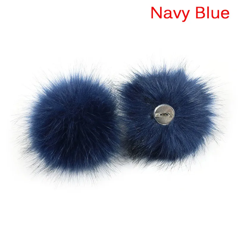 navy blue Искусственный Лисий мех пушистый шар с булавкой искусственный мех съемный помпон с булавкой для DIY шляпа сумки волосы шарфы аксессуары - Цвет: navy blue