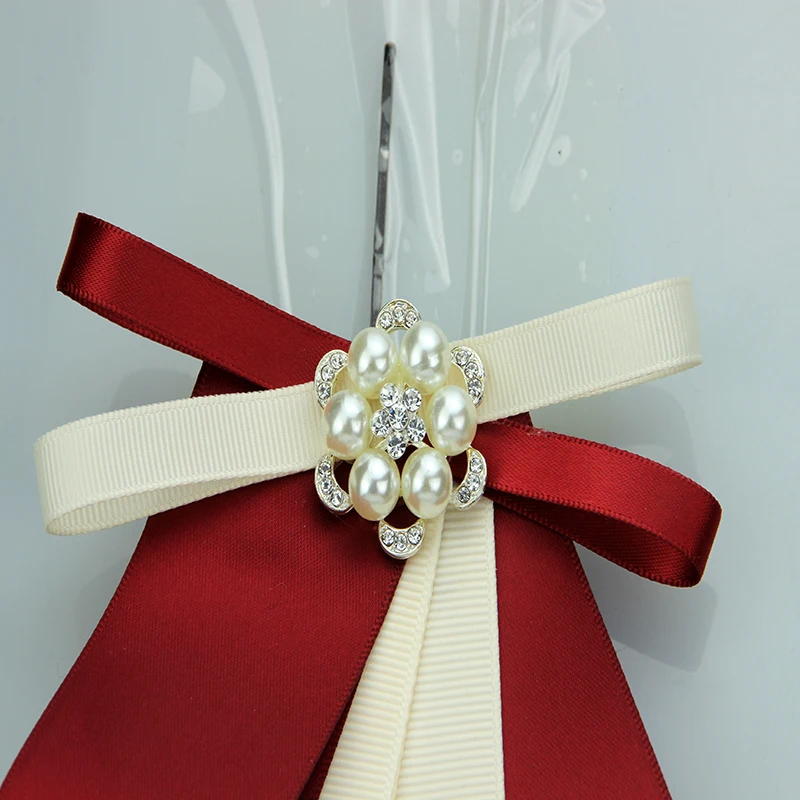 Ribbon brooch pearl rhinestone inlaid fashion bow new design party wedding accessories romantic jewelry for women | Украшения и
