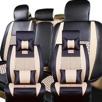 universal 5 seat m size seat covers all seasons car cooling meshpu leatherfrontrear with headrest lumbar