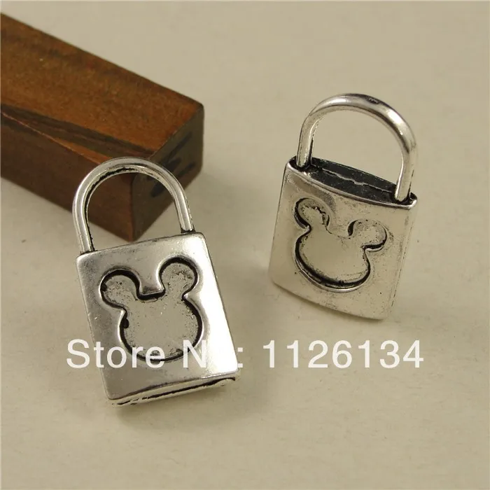 A1592 Wholesale Metal Jewelry Findings Silver Plate Mouse Lock Charms | Украшения и аксессуары
