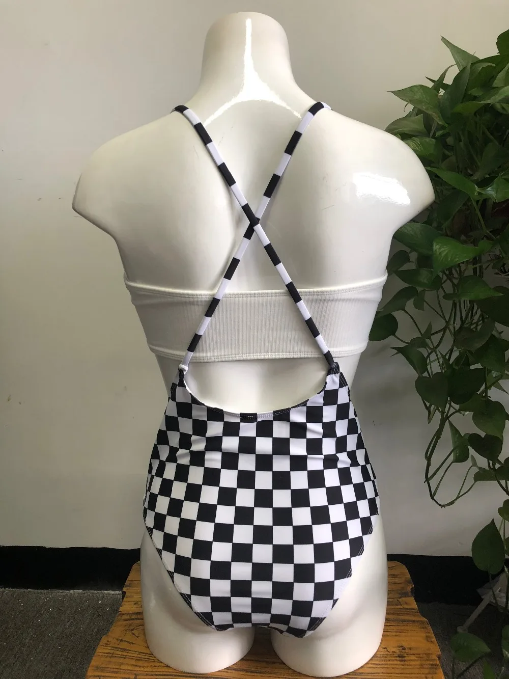 Клетчатый купальник Biquinis Feminino, Женский бандажный купальник, пляжная одежда, купальник без бретелек, комплект бикини, монокини, бандо, трикини