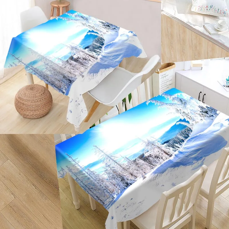 Custom Snow Pattern Tablecloth Waterproof Oilproof Rectangular Home Wedding Textiles | Дом и сад