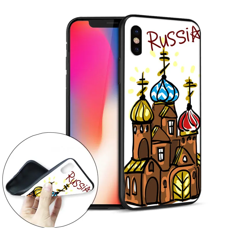 Мягкий силиконовый чехол для телефона с русскими куклами и красными квадратными