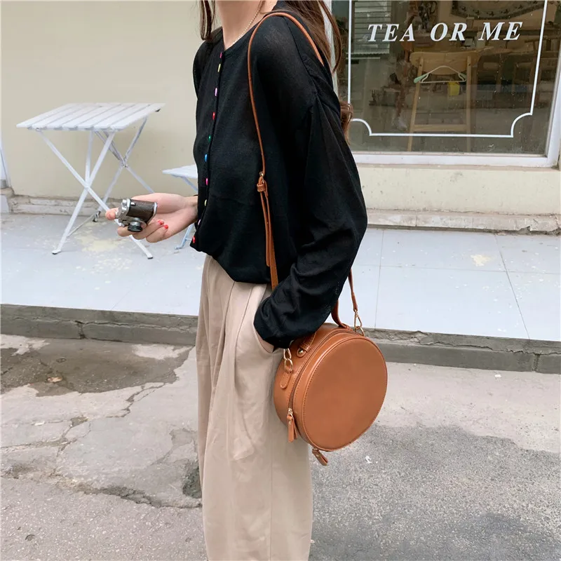 Женская простая маленькая круглая сумка шикарные розовые дизайнерские сумки