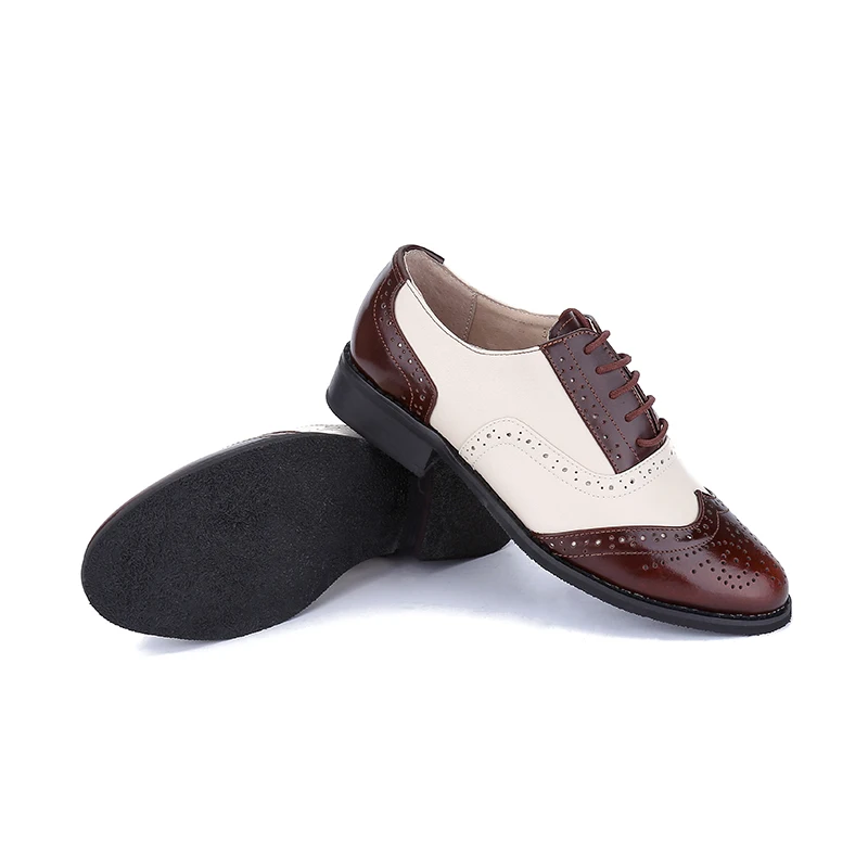 Модные Винтажные Туфли-оксфорды из натуральной кожи с вырезами на шнуровке