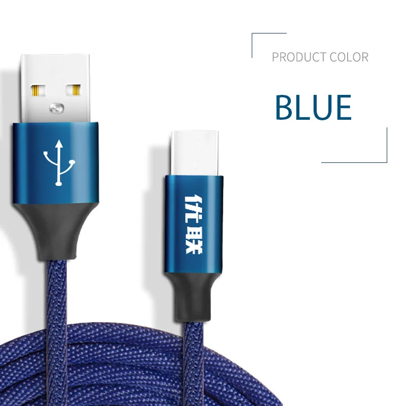 Blue Unnlink USB C 3,1 type C кабель USB 2.4A Быстрая зарядка и передача данных кабель в хлопковой оплетке для samsung Galaxy S9 Xiaomi Mi6 - Цвет: Blue