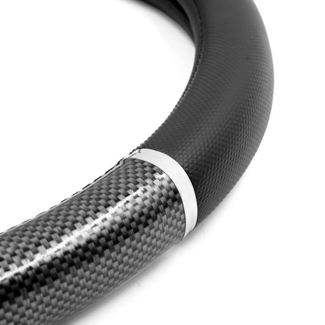 Uxcell черный искусственная кожа углеродного волокна шаблон чехол рулевого колеса