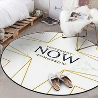 fashion modern gold line marble rug english round carpet living room floor mat bedroom non slip mat velvet printing door mat