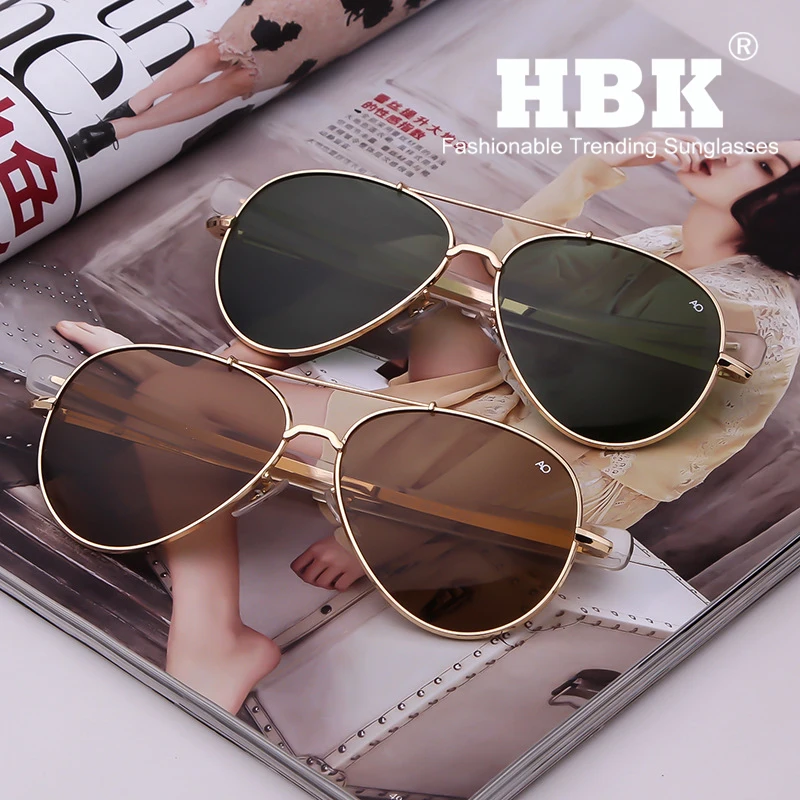 HBK Pilot 90s AO General Pilot американская оптическая 12K Золотая оправа Oculos De Sol армейский Военный Макартур с коробкой K40024
