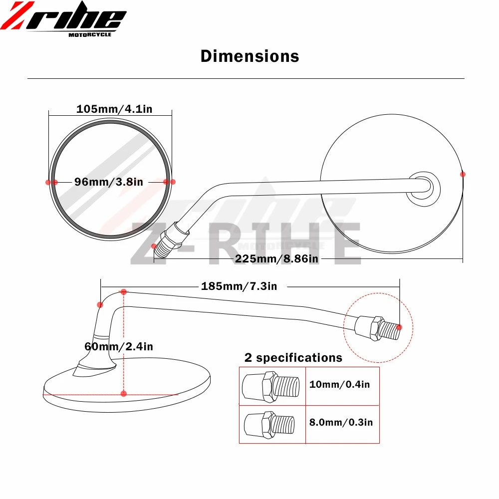 Боковые зеркала для мотоцикла универсальные мотоциклетные заднего вида Aprilia Bmw