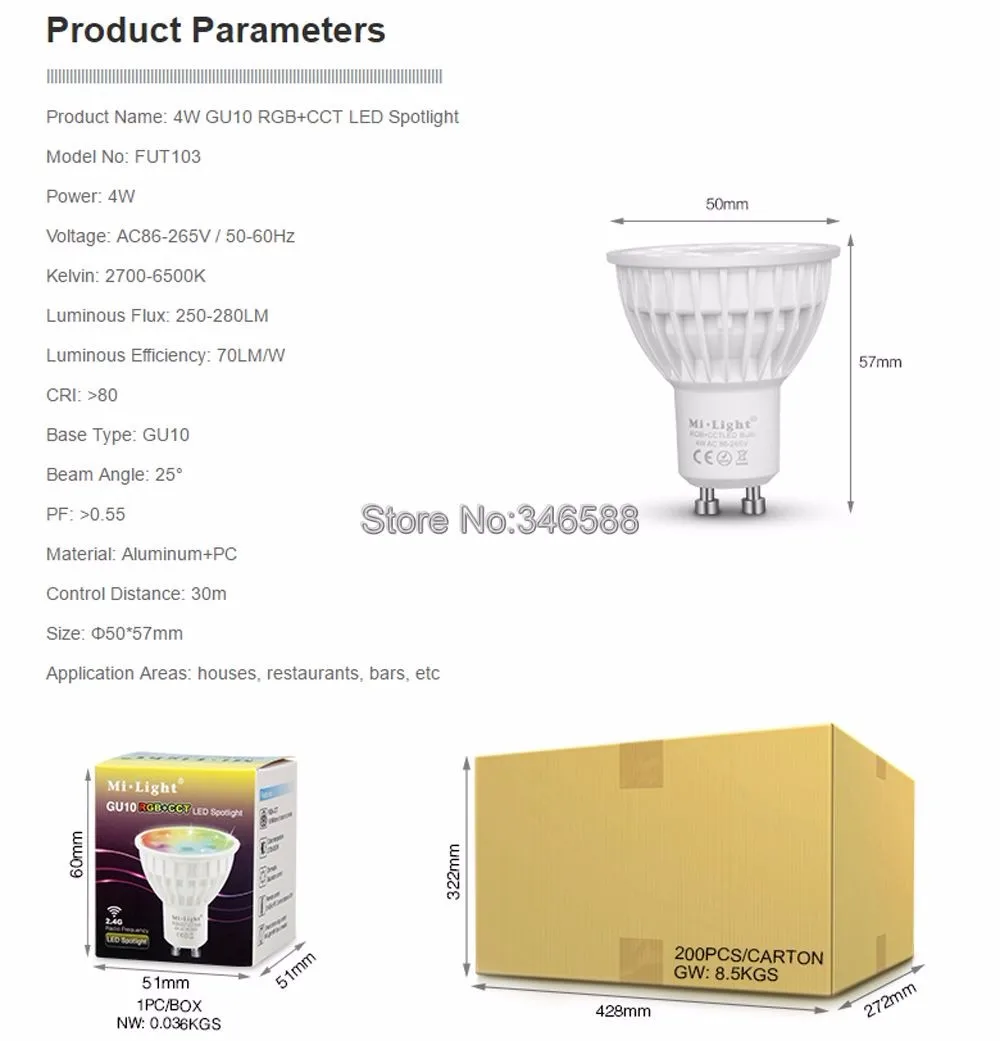 Mi светильник 4W RGB+ CCT умный WiFi светодиодный светильник лампа GU10 AC85-265V 2,4G 4-зоны дистанционного управления/смартфон приложение/Alexa Google Голосовое управление