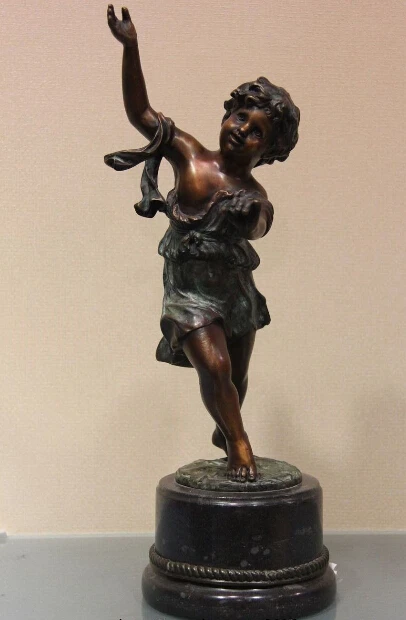 Хит продаж бронзовая скульптура счастливый мальчик ребенок надеюсь арт деко