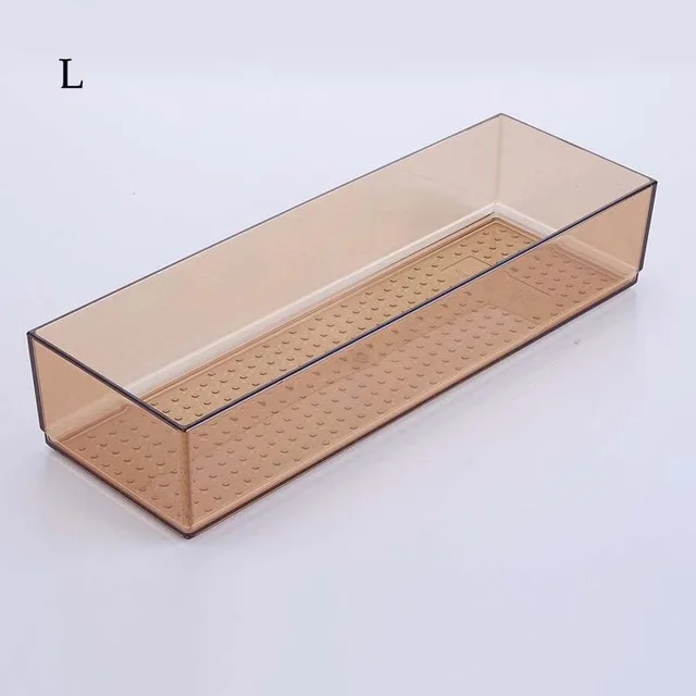 brown size L Органайзер для кухонного ящика, пластиковая домашняя настольная разделительная посуда, органайзер для косметики, коробка для хранения косметики, принадлежности для ванной комнаты, чехол - Цвет: brown size L