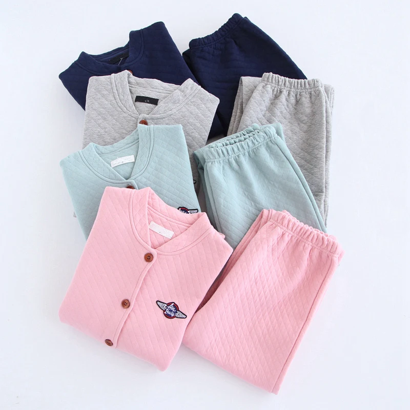 Теплый толстый хлопок для мужчин и женщин домашняя одежда зимняя Пижама осень