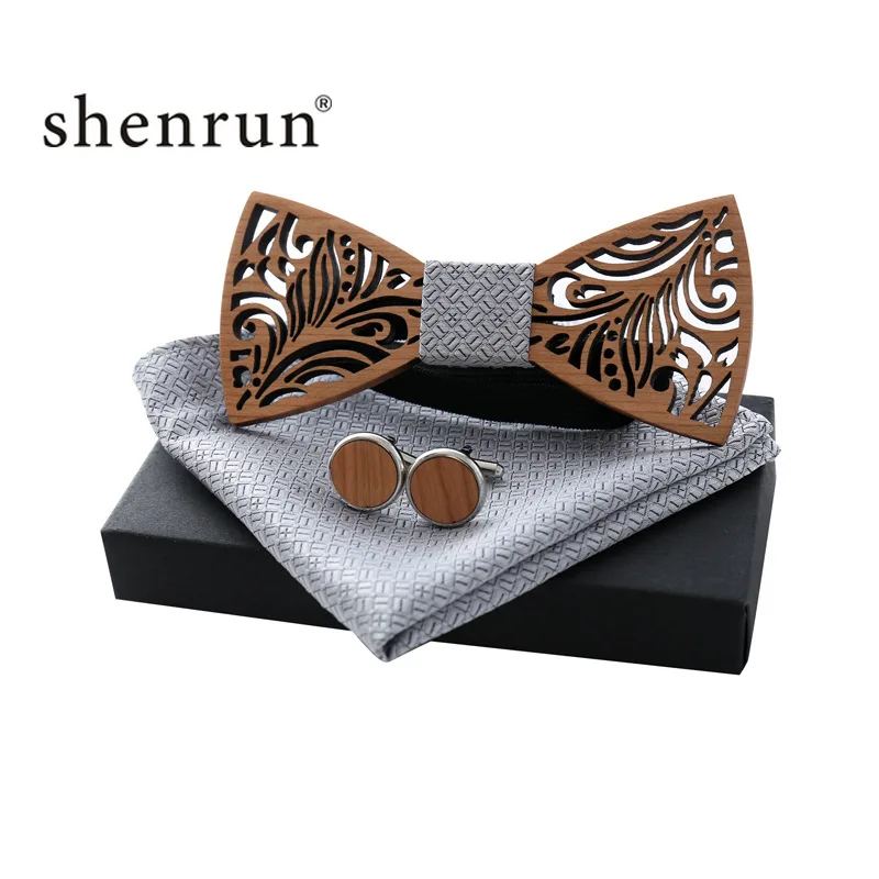 ShenRun Новое поступление из полой древесины галстуки для мужчин свадебные костюмы деревянная бабочка-бабочка форма Bowknots Gravatas узкий галстук