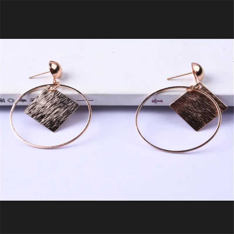 Модные трендовые большие круглые геометрические серьги для женщин квадратные