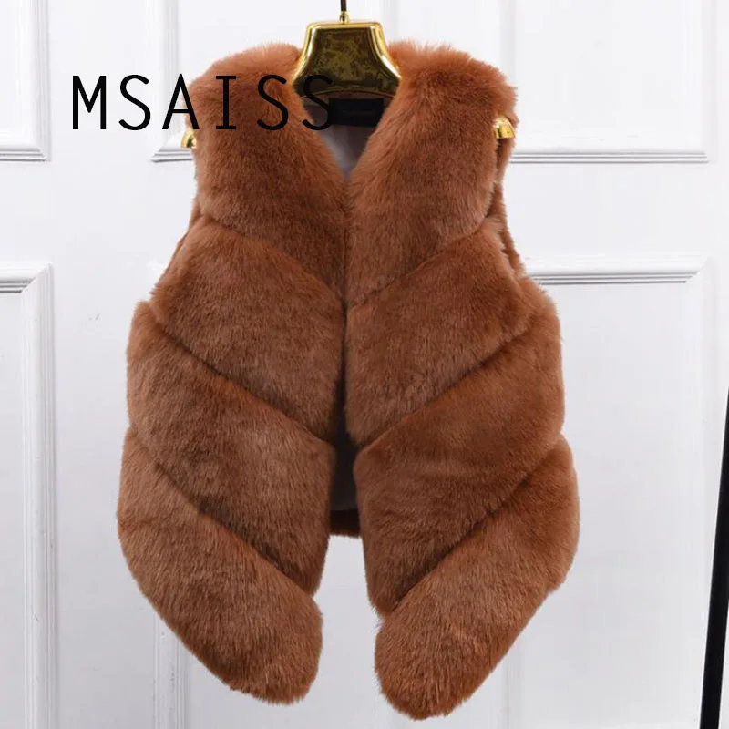CAMEL MSAISS зимнее пальто из искусственного меха Женское пальто с поясом меховой жилет женская меховая куртка жилет из искусственного меха пальто - Цвет: CAMEL