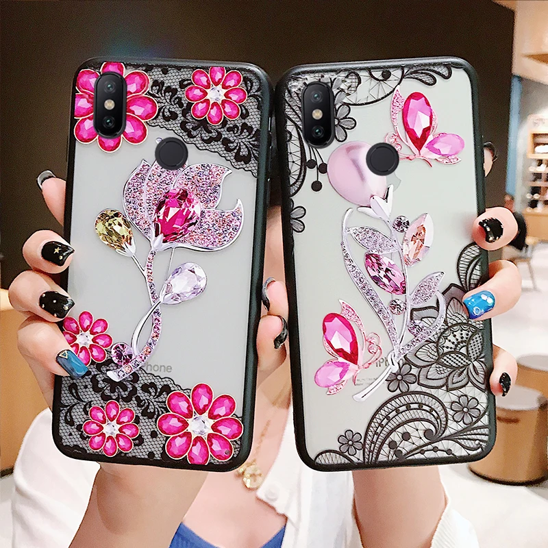 3D кружевное платье с цветочным рисунком Чехол Для Сяо mi PocoPhone 8 6X A1 A2 lite 5X красный