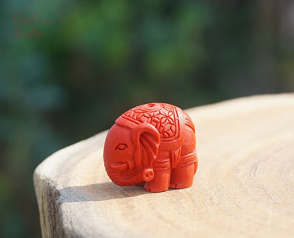 Бусины Cinnabar резные элепанты красные фигурки животных подвеска из бисера Mala Japa