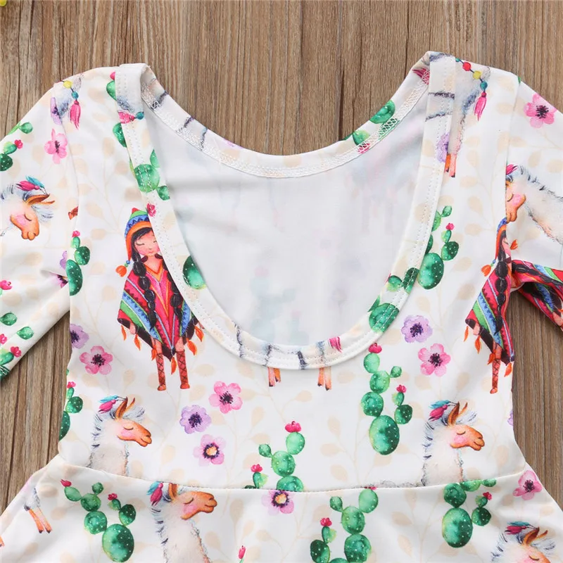 От 0 до 4 лет милое летнее платье с узором из альпаки детское мини-платье-пачка