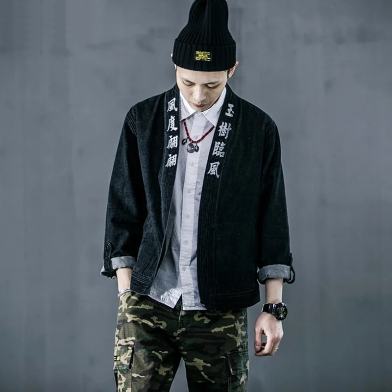 Мужская джинсовая рубашка TA084 Классическая куртка в китайском стиле |