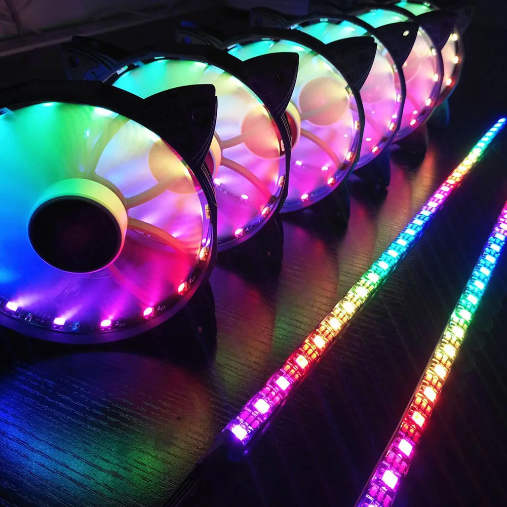 Чехол для компьютера PC охлаждающий вентилятор светильник RGB Регулируемая Противоударная лампа с пультом дистанционного управления новое поступление