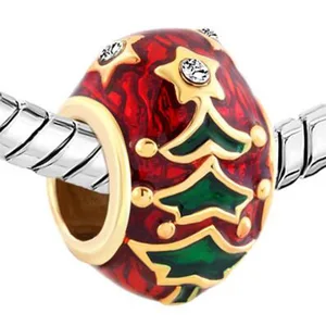Slide Charm Wholesale Free Shipping Gold Christmas Charm Bracelet Tree Easter Faberge Egg Bracelets Fit Pandora Bracelet