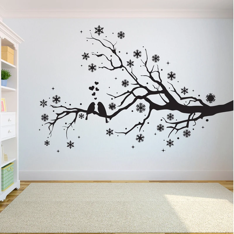 

Tree Wall Decal Sticker Bedroom tree of life roots birds flying away home decor Snowflake leaves A7-008