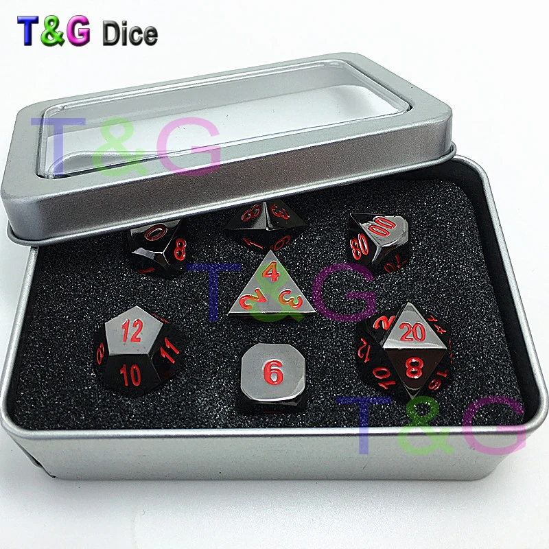 Высокое качество новый набор из металлического 7 игральных костей d4 d6 d8 d10 d % d12 d20
