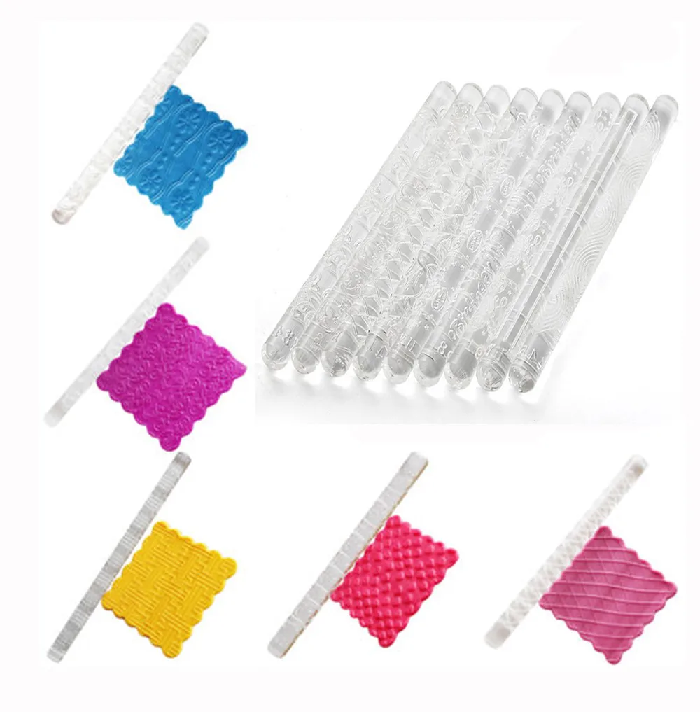 kinds 1 Pcs Rolling Pin Embossing Acrylic Fondant Sugar Craft Cake Baking Decorating Tool drop ship | Дом и сад